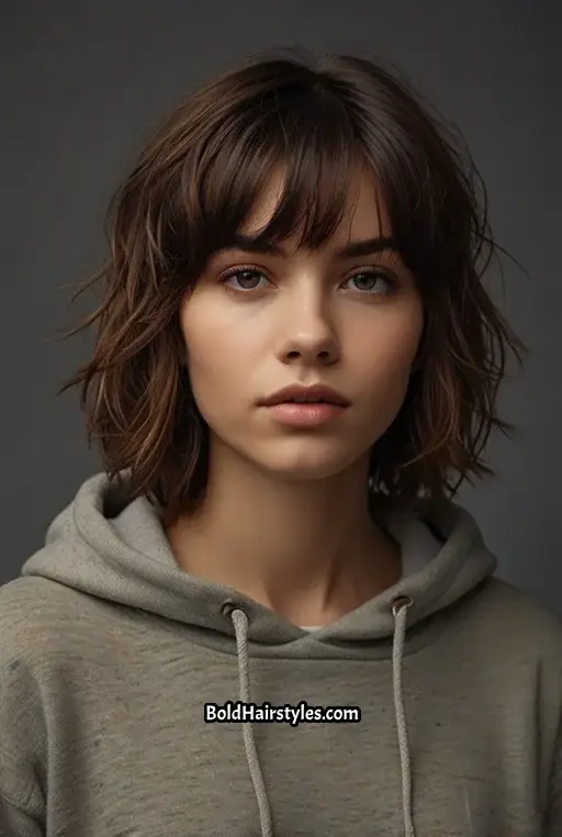 18. Shaggy Bob with Hoodie