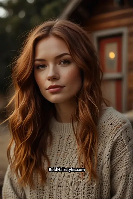 18. Warm Honey Brown with Red Streaks
