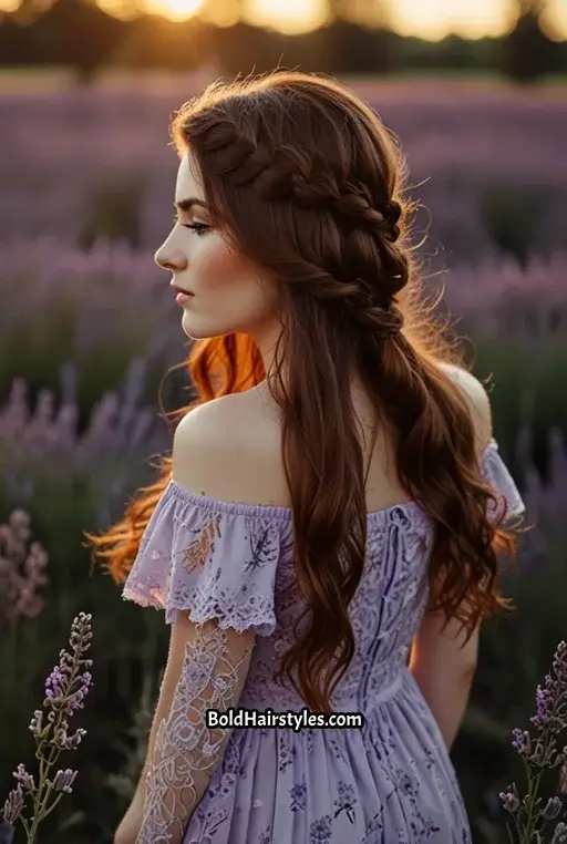 19. Ladder Braid on Wavy Hair