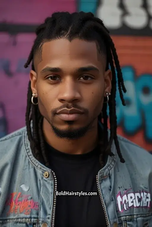 19. Medium Length Dreadlocks with High Fade