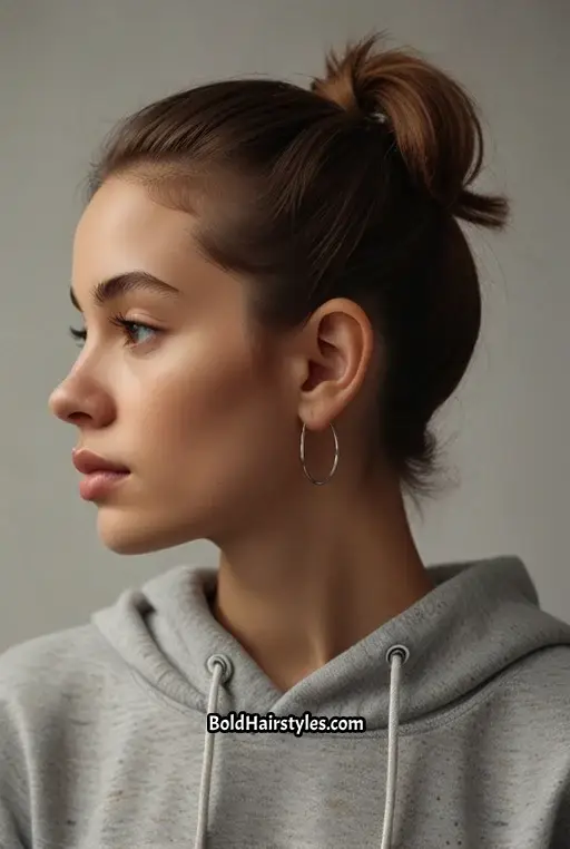 19. Simple Low Ponytail with Hoodie