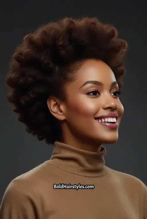 2. Afro Puff with a Sleek Finish