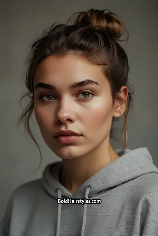 2. Messy Bun with Hoodie