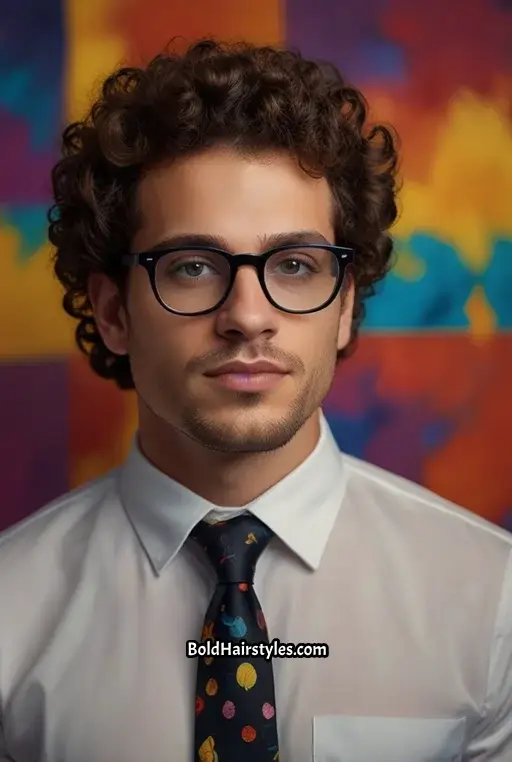20. Curly High Top with Bold Glasses