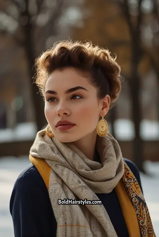 21. Classic High Puff with Bold Earrings
