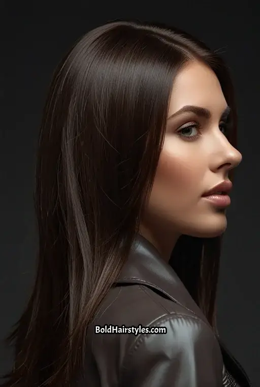 21. Pin-Straight Hair with Glossy Finish