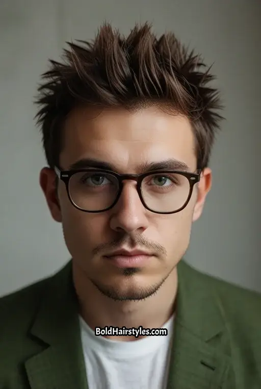 21. Short Spiky Hair with Rectangular Glasses