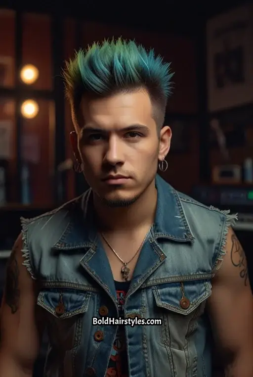 22. Medium Length Mohawk with Faded Sides