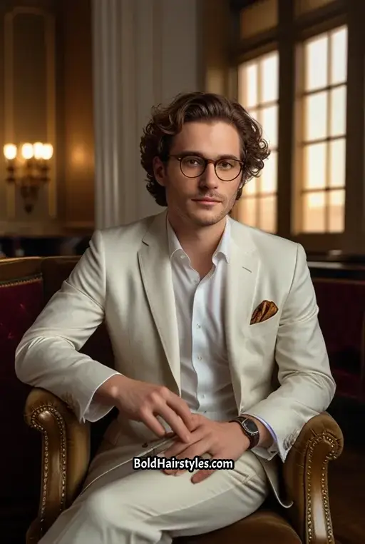 23. Brushed-Out Waves with Gold Rim Glasses