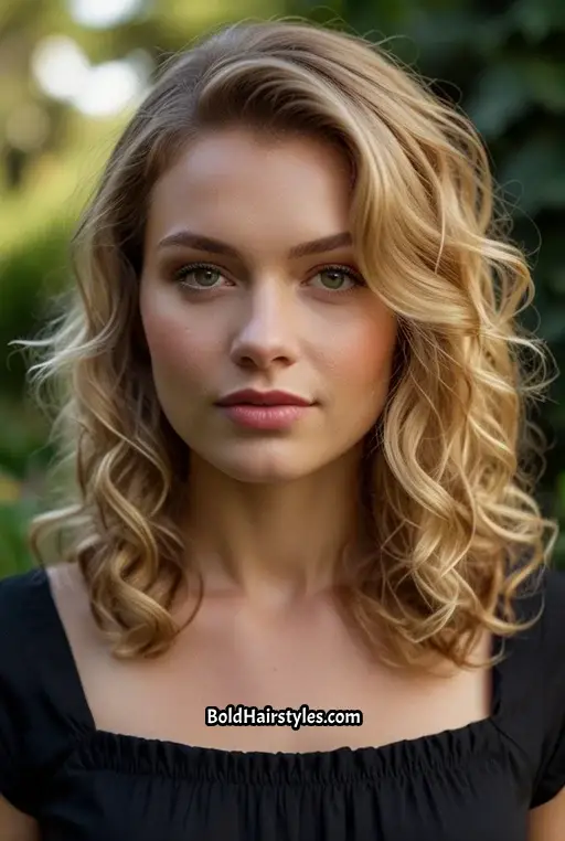 24. Loose Curls with a Side Part