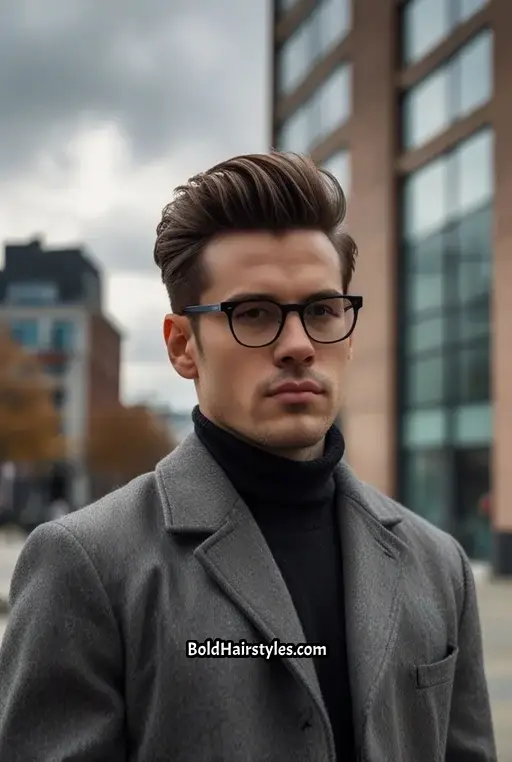 24. Modern Quiff with Silver Oval Glasses