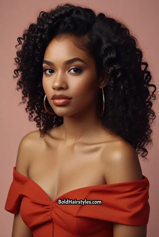 3. Tightly Coiled Natural Hair with a Side Part