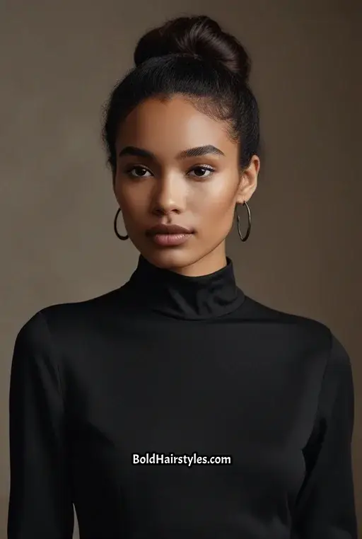 4. Low Bun with Natural Hair