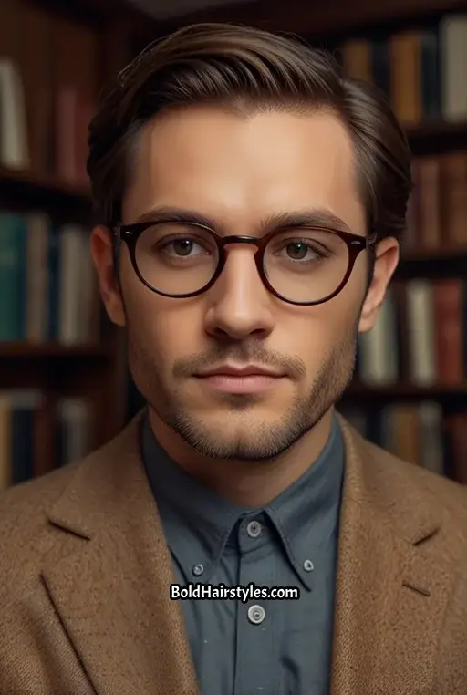 4. Side Part with Round Glasses