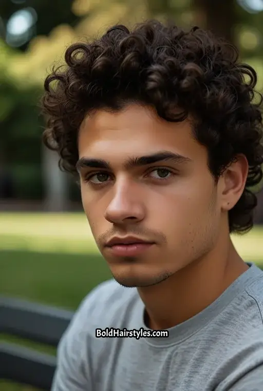 6. Curly Fringe with High Fade