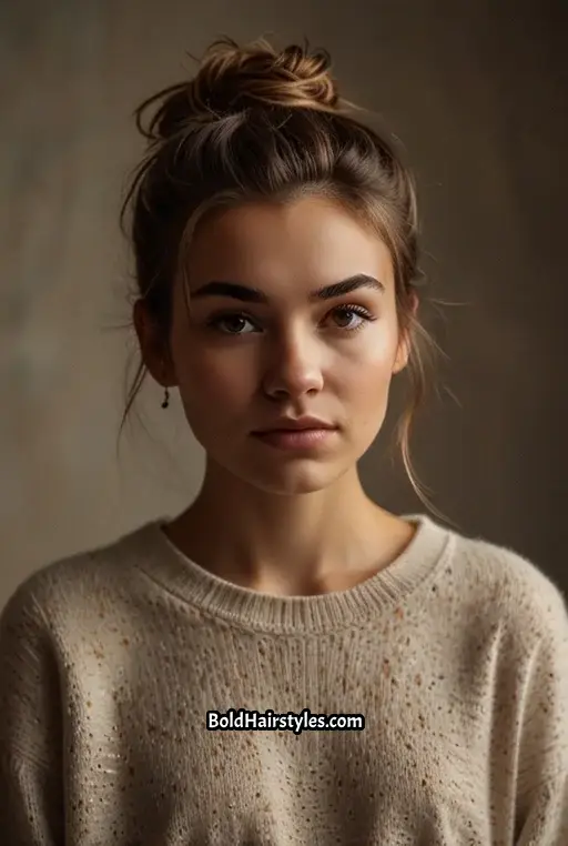 6. Messy Bun with Loose Strands