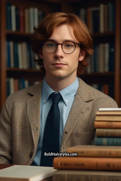 7. Side Swept Bangs with Thin Wire Frames