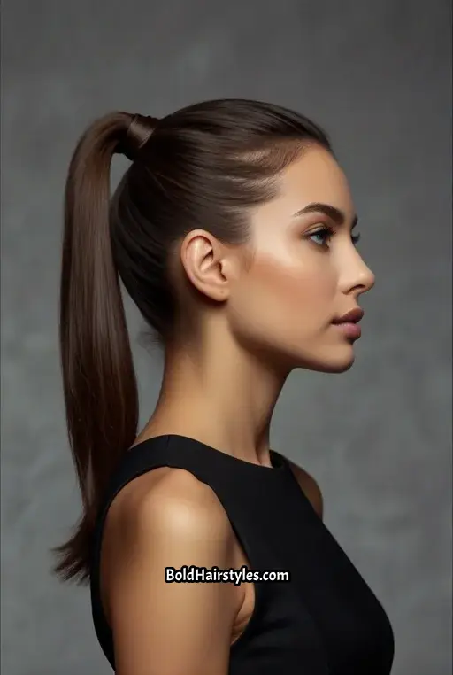 7. Sleek Low Ponytail with Loose Face Framing Strands