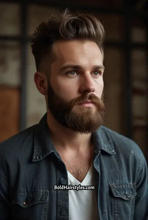 8. Messy Undercut with Beard