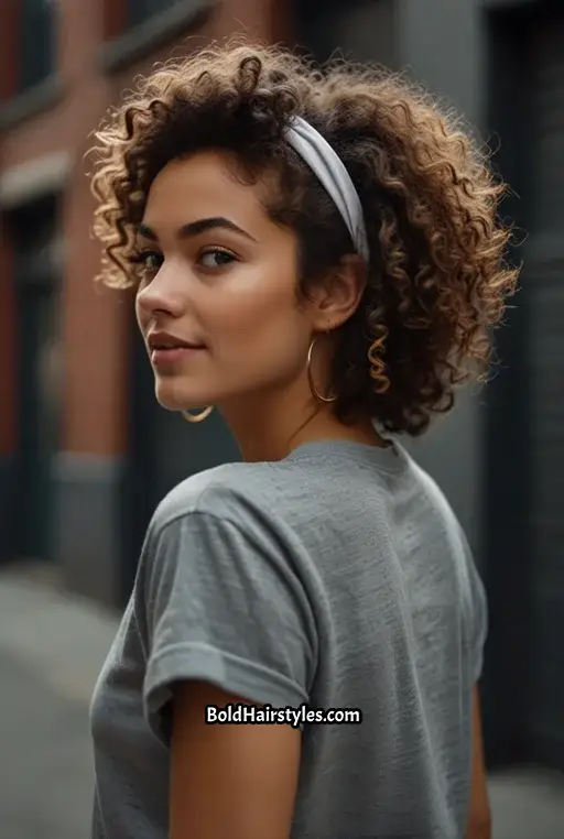 8. Natural Curls with a Headband