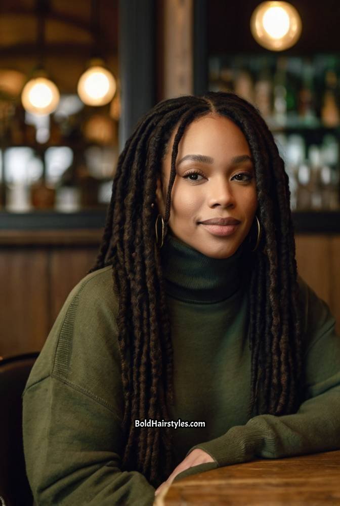 1. Classic Long Locs with a Deep Side Part