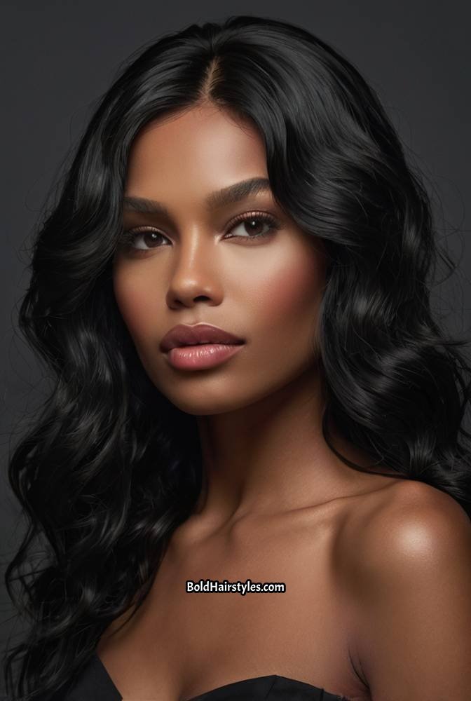 1. Long Wet and Wavy Wig with Deep Side Part