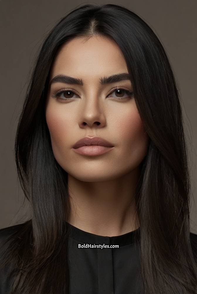 1. Sleek Middle-Parted Straight Hair