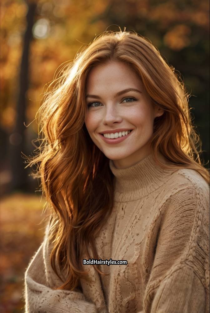1. Soft Copper Waves with Golden Highlights