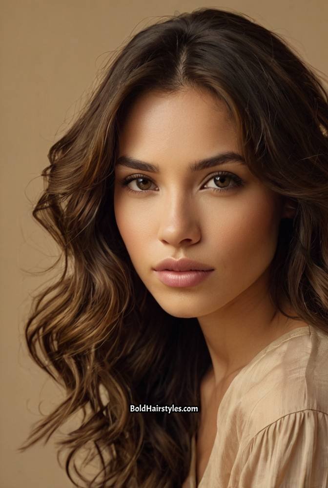10. Dark Brunette with Face-Framing Golden Highlights