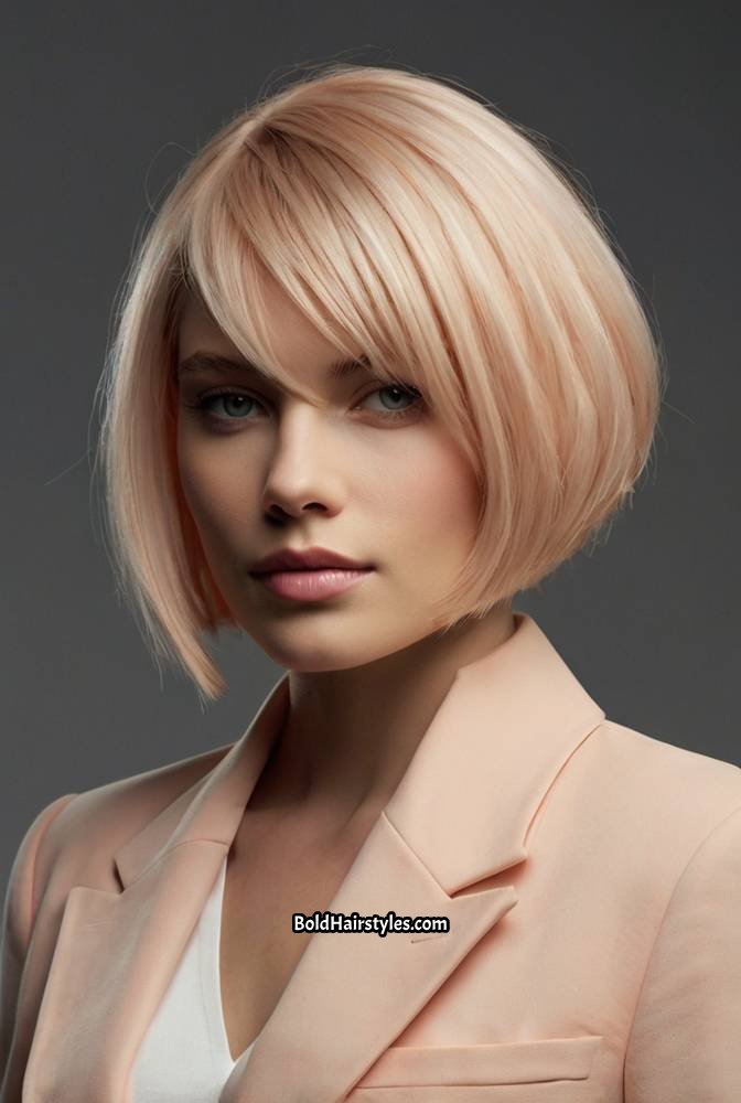 10. Icy Peach Blonde Bob