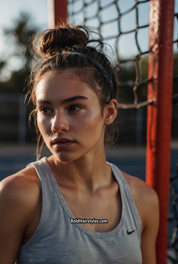 10. Messy Bun with a Sporty Headband