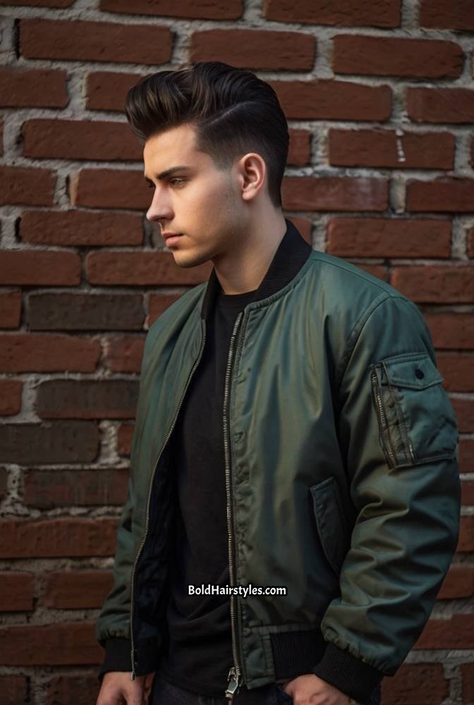 11. Brushed-Up Hairstyle with Low Fade