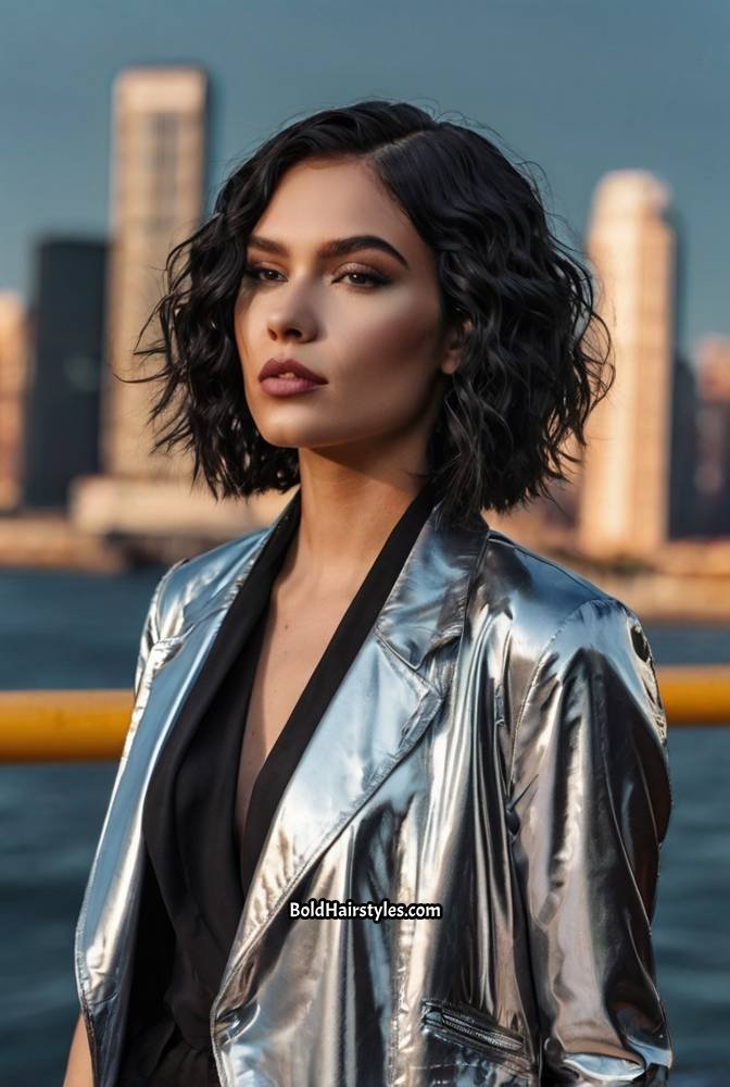 11. Short Wet and Wavy Wig with Asymmetrical Cut