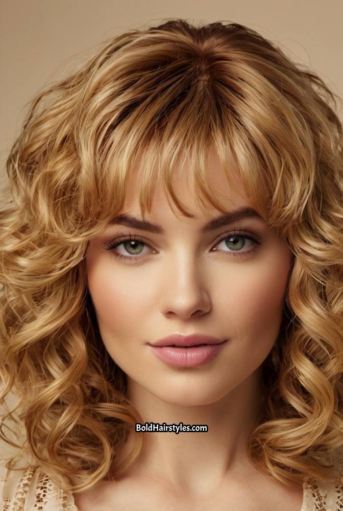 12. Honey Blonde Wet and Wavy Wig with Voluminous Curls
