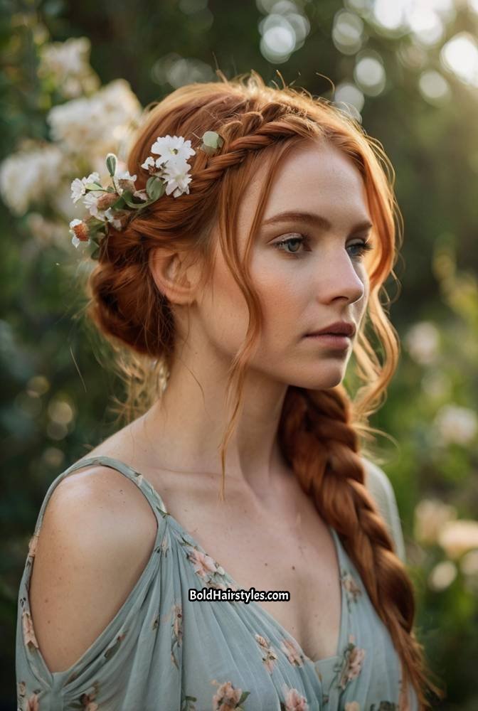 13. Copper Hair with Braided Crown