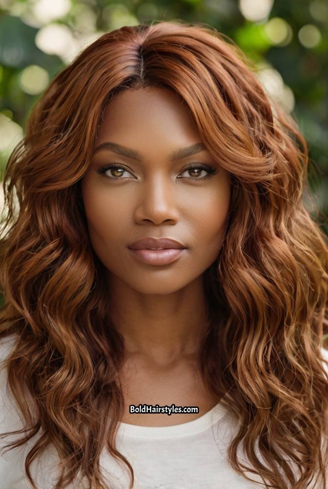 14. Auburn Wet and Wavy Wig with Soft Waves
