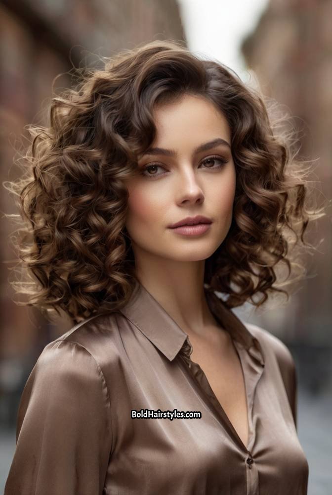 14. Elegant Short Silk Press with Curls