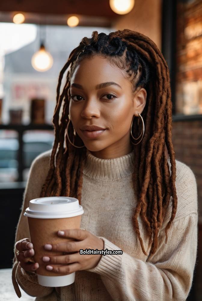 14. Faux Locs with Loose Curls