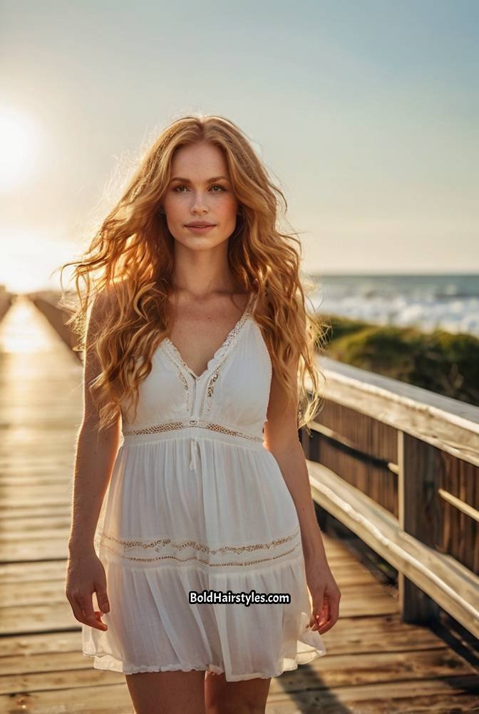 14. Golden Peach Sun-Kissed Hair