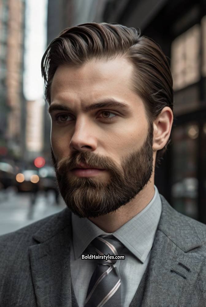 14. Slicked Side Part with Hard Part