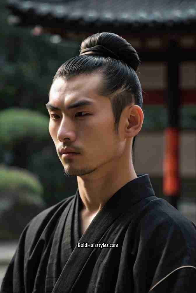 14. Straight and Sleek Samurai Bun