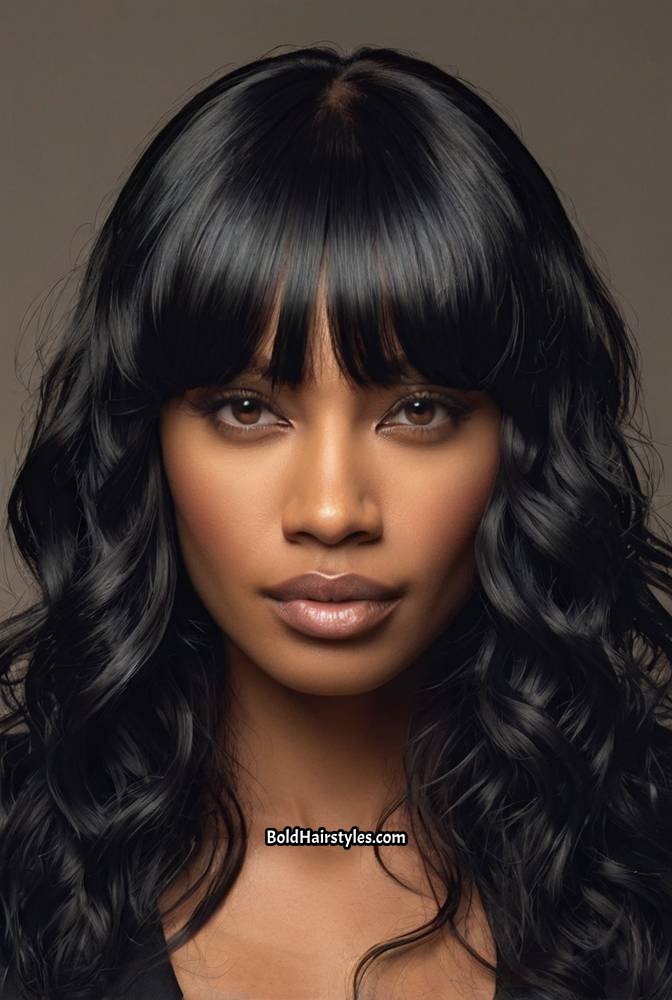 15. Jet Black Wet and Wavy Wig with Sleek Finish