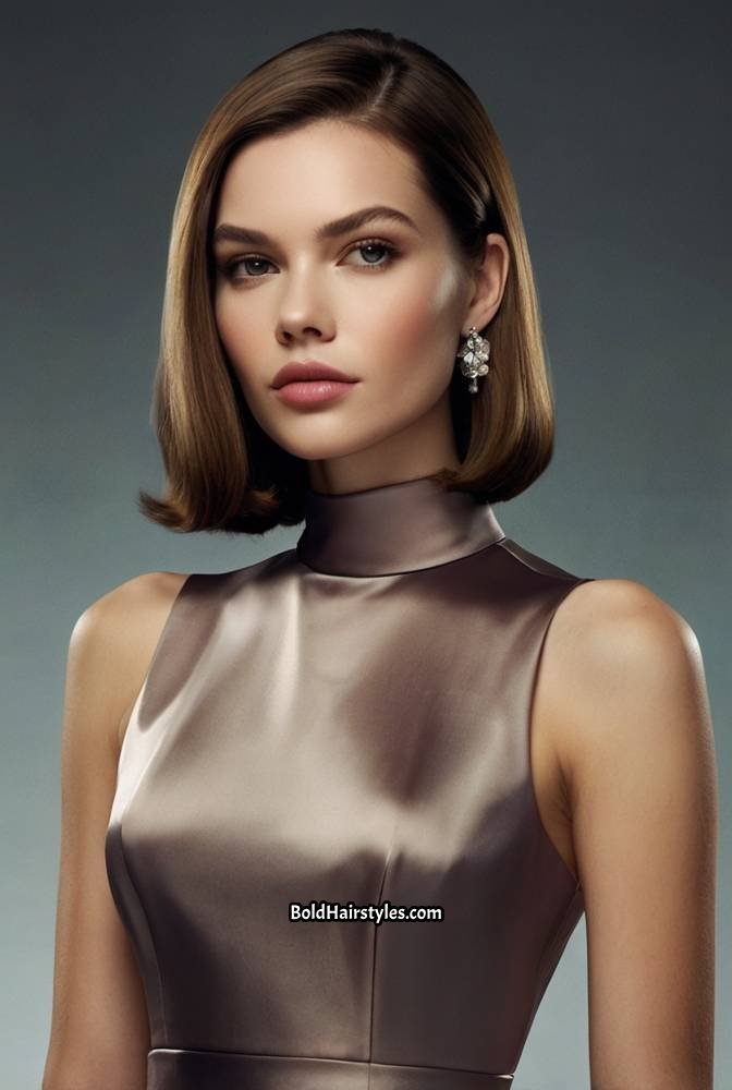 15. Ultra-Sleek Side Part with Hair Tucked Behind Ears