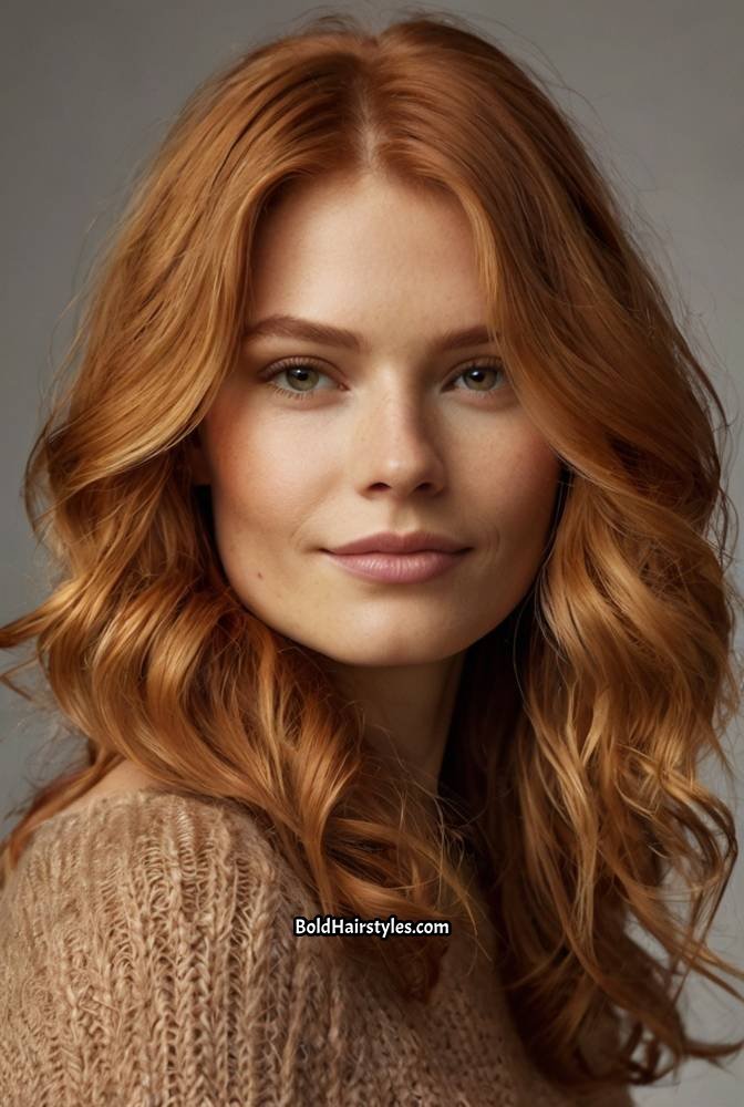 16. Dimensional Copper Hair with Face-Framing Highlights