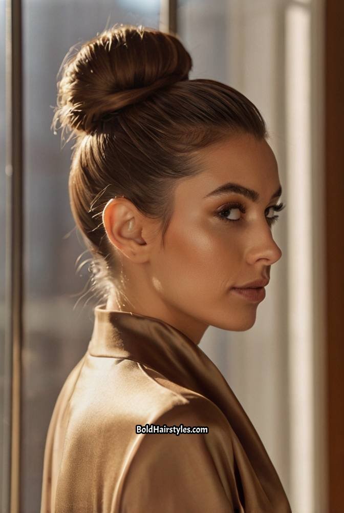 16. High Bun with Loose Tendrils