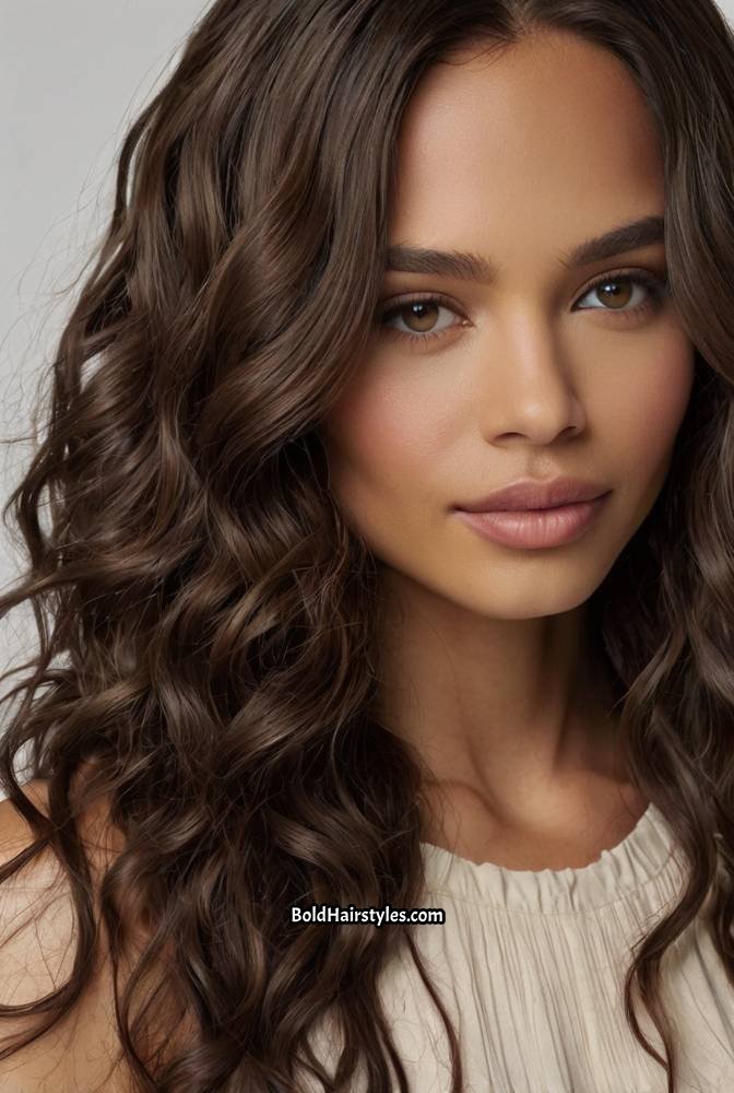 16. Long Wet and Wavy Wig with Center Part and Soft Layers