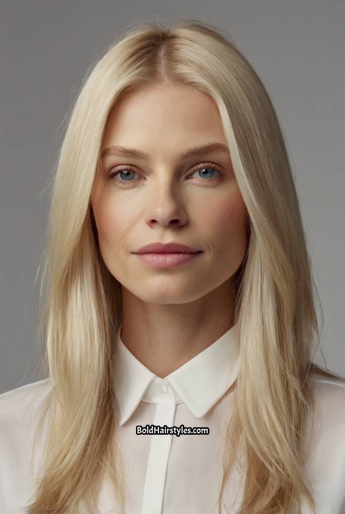 16. Platinum Blonde with Face-Framing Highlights