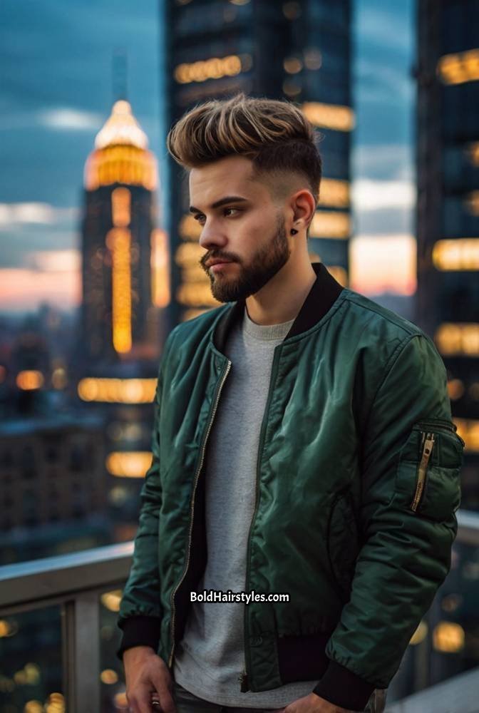 17. Disconnected Textured Crop with Beard Fade