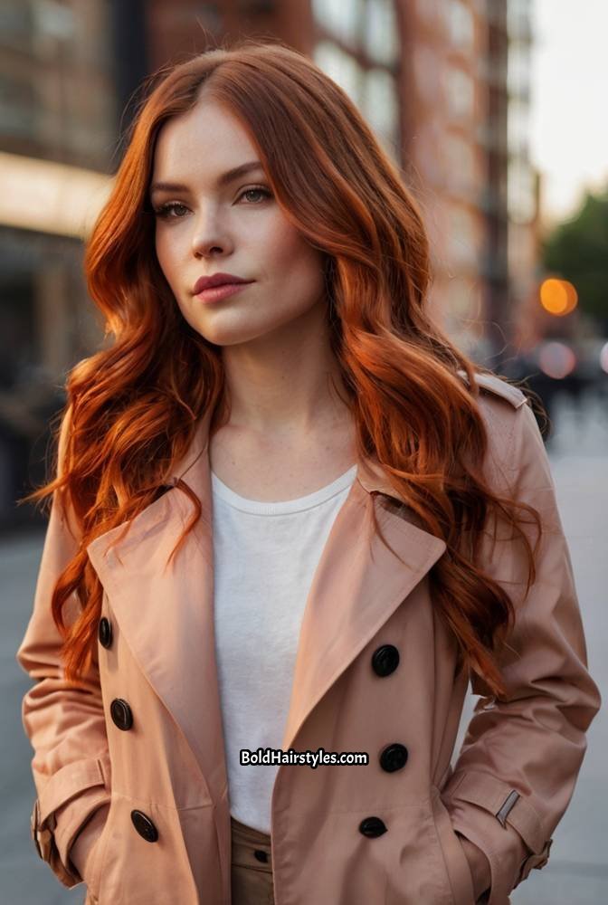17. Fiery Peach Red Balayage