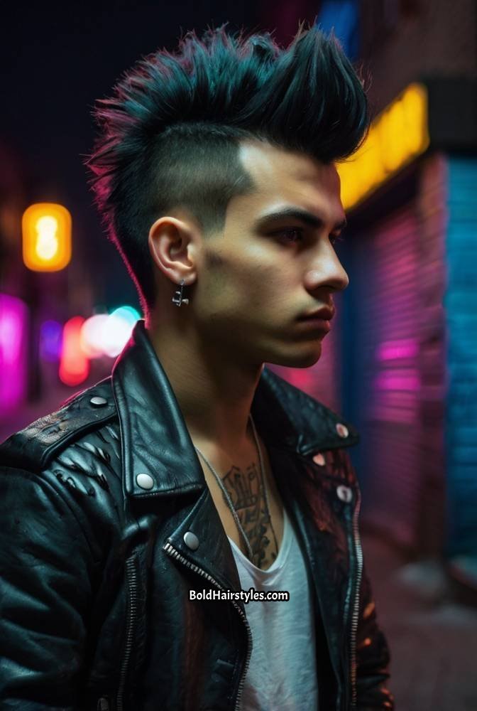 17. Mohawk Fade with Textured Top